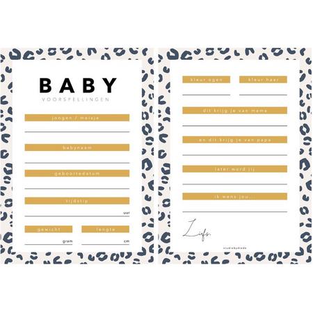 Little koekies - Babyshower voorspellingskaarten | leopard blue | 10 stuks